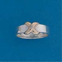SIL/9ct 4.5mm BAND WITH DIA.SET CROSS