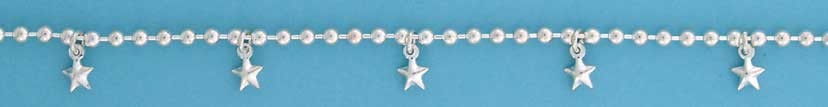 SPC 3mm BEAD ANKLET WITH HANGING STARS =