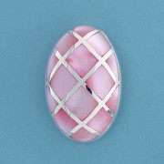 SPC 25x16mm OVAL PINK M.O.P INLAID PEND.