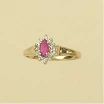 9ct 6pt DIA/RUBY MARQUISE CLUSTER RING =