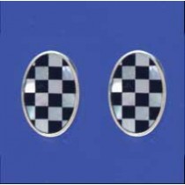 SPC 16x11mm OVAL CHEQUERED STUDS